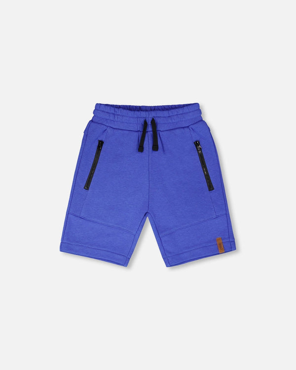 French Terry Shorts With Cross Seams Royal Blue - H30U26_04640