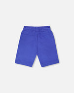 French Terry Shorts With Cross Seams Royal Blue - H30U26_04640