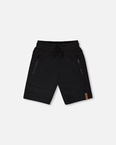 French Terry Shorts With Cross Seams Black