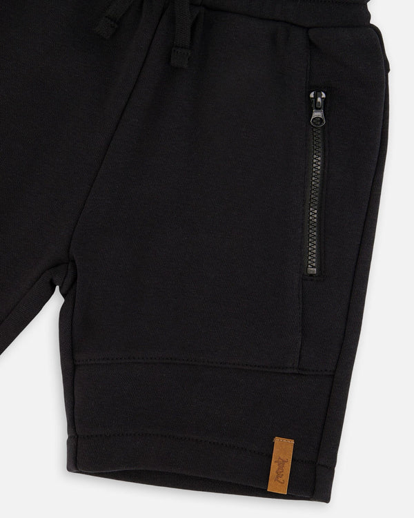 French Terry Shorts With Cross Seams Black - H30U26_09990