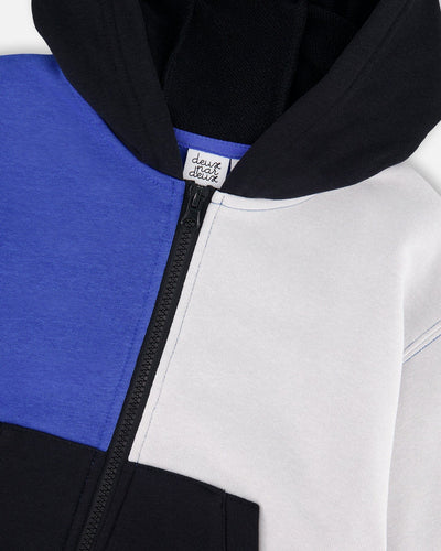Hooded French Terry Cardigan Royal Blue - H30U32_04640