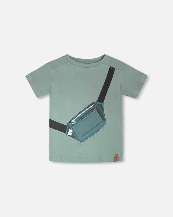 Organic Cotton Jersey T-Shirt With Cross Bag Green - H30U68_04780