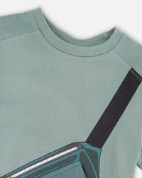 Organic Cotton Jersey T-Shirt With Cross Bag Green - H30U68_04780