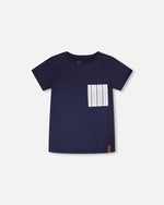 Jersey T-Shirt With Chest Pocket Dark Blue - H30U69_04810