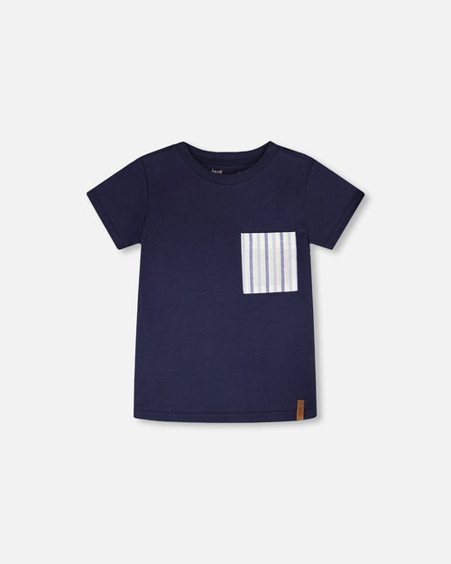 Jersey T-Shirt With Chest Pocket Dark Blue - H30U69_04810