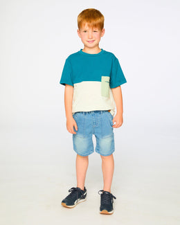 Organic Cotton Colorblock Jersey T-Shirt With Chest Pocket Heather Grey - H30U70_01930