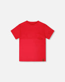 Organic Cotton Colorblock Jersey T-Shirt With Chest Pocket Rouge - H30U70_07320
