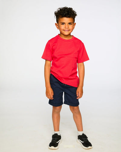 Organic Cotton Colorblock Jersey T-Shirt With Chest Pocket Rouge - H30U70_07320