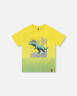 Organic Cotton Jersey T-Shirt With Print Yellow - H30U71_02200