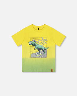 Organic Cotton Jersey T-Shirt With Print Yellow - H30U71_02200