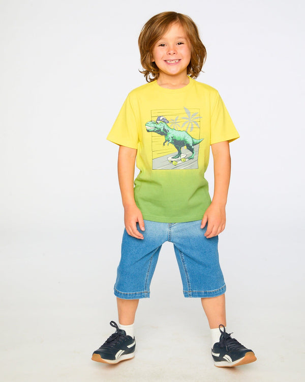 Organic Cotton Jersey T-Shirt With Print Yellow - H30U71_02200
