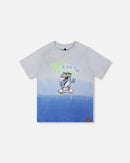 Organic Cotton Jersey T-Shirt With Print Gradient Pale Blue - H30U71_04000