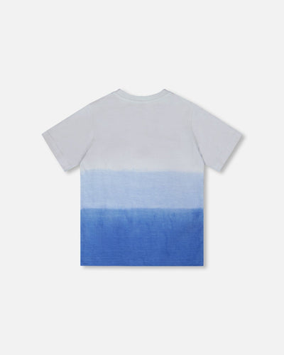 Organic Cotton Jersey T-Shirt With Print Gradient Pale Blue - H30U71_04000