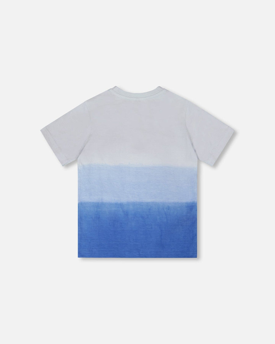Organic Cotton Jersey T-Shirt With Print Gradient Pale Blue - H30U71_04000