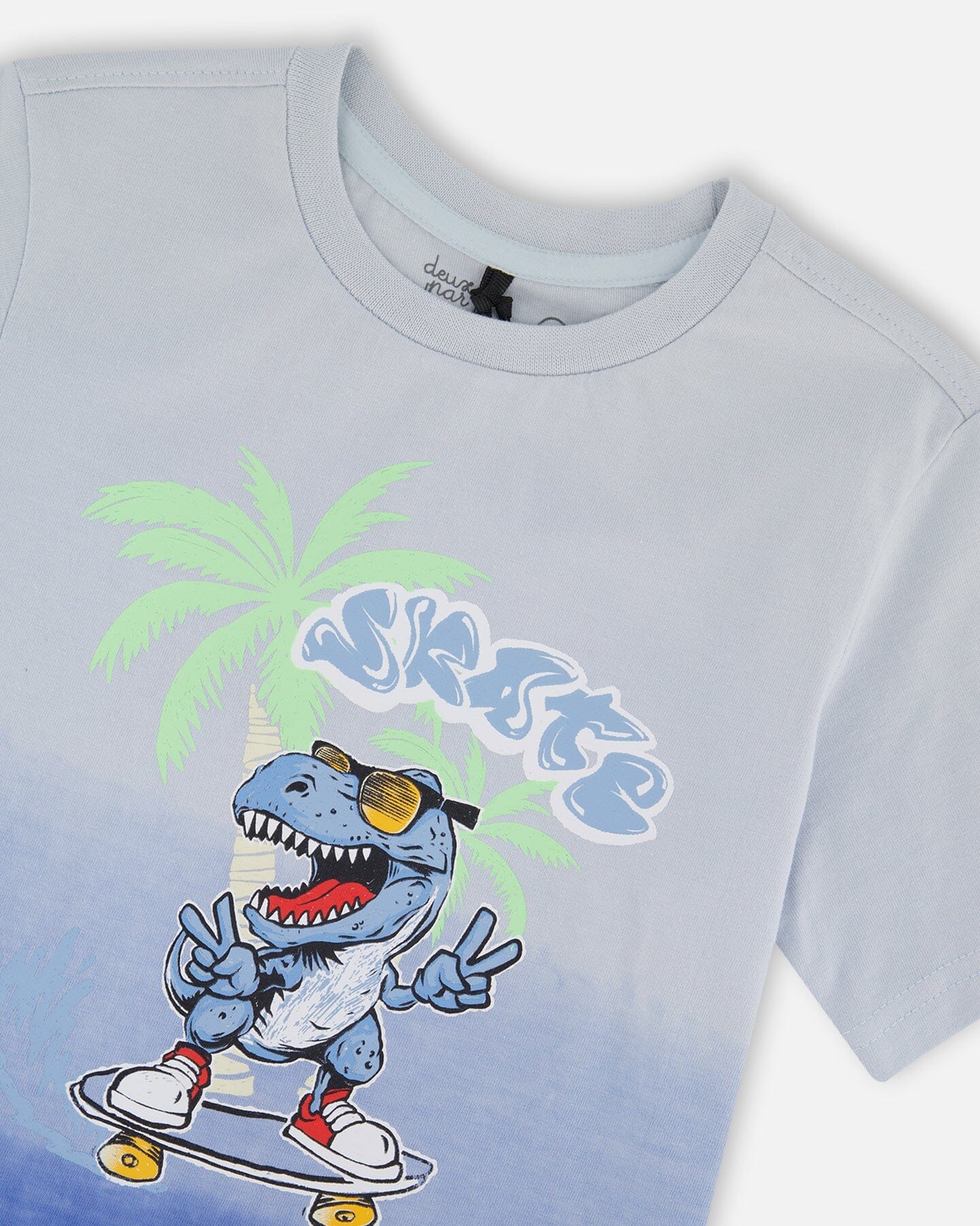 Organic Cotton Jersey T-Shirt With Print Gradient Pale Blue - H30U71_04000