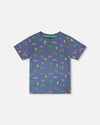 Organic Cotton Jersey T-Shirt Blue Bicycle Print - H30U72_3H119