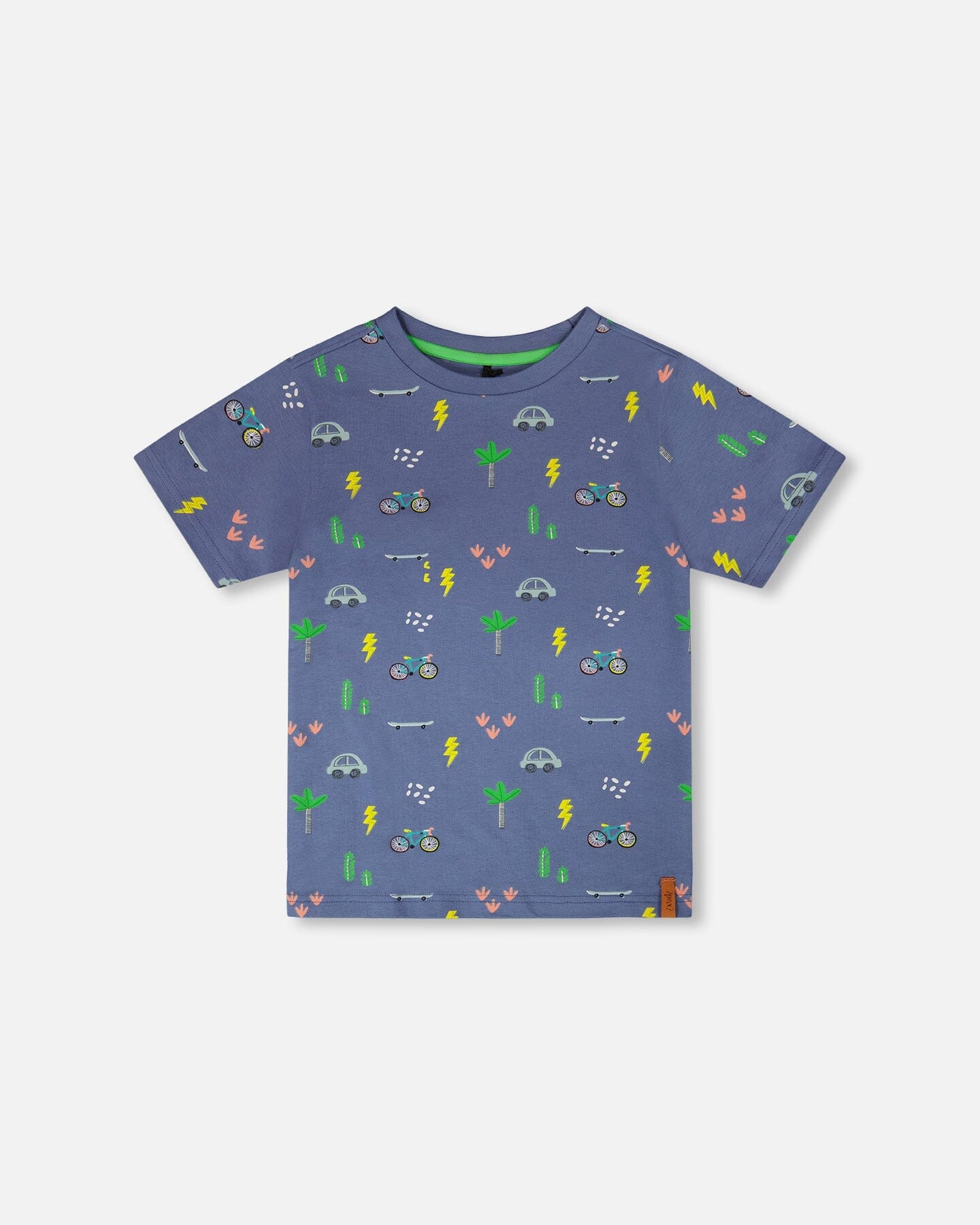 Organic Cotton Jersey T-Shirt Blue Bicycle Print - H30U72_3H119