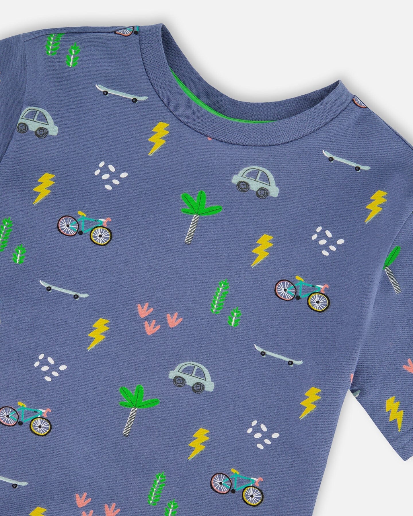 Organic Cotton Jersey T-Shirt Blue Bicycle Print - H30U72_3H119