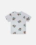 Organic Cotton Jersey T-Shirt Blue Pug Print - H30U72_3H120