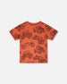 Organic Cotton Jersey T-Shirt Orange Printed Trucks - H30U72_3H121