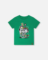 Organic Cotton Jersey T-Shirt With Print Green - H30U73_03140