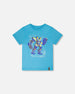 Organic Cotton Jersey T-Shirt With Print Sky Blue - H30U73_04001