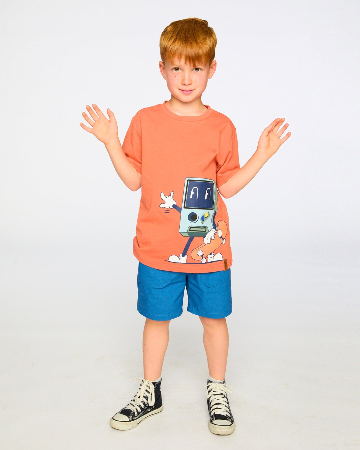 Organic Cotton Jersey T-Shirt With Print Orange - H30U73_08230