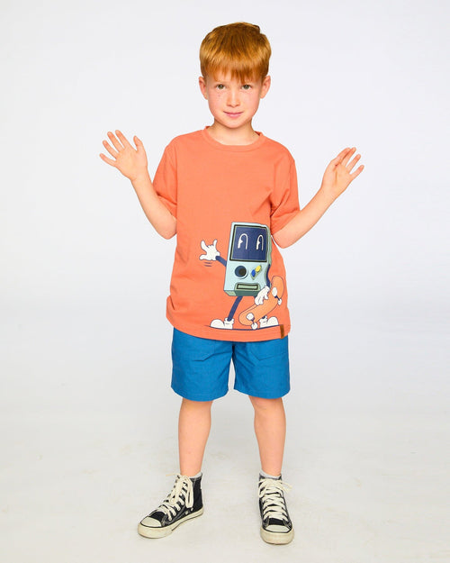 Organic Cotton Jersey T-Shirt With Print Orange - H30U73_08230