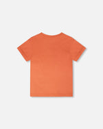 Organic Cotton Jersey T-Shirt With Print Orange - H30U73_08230