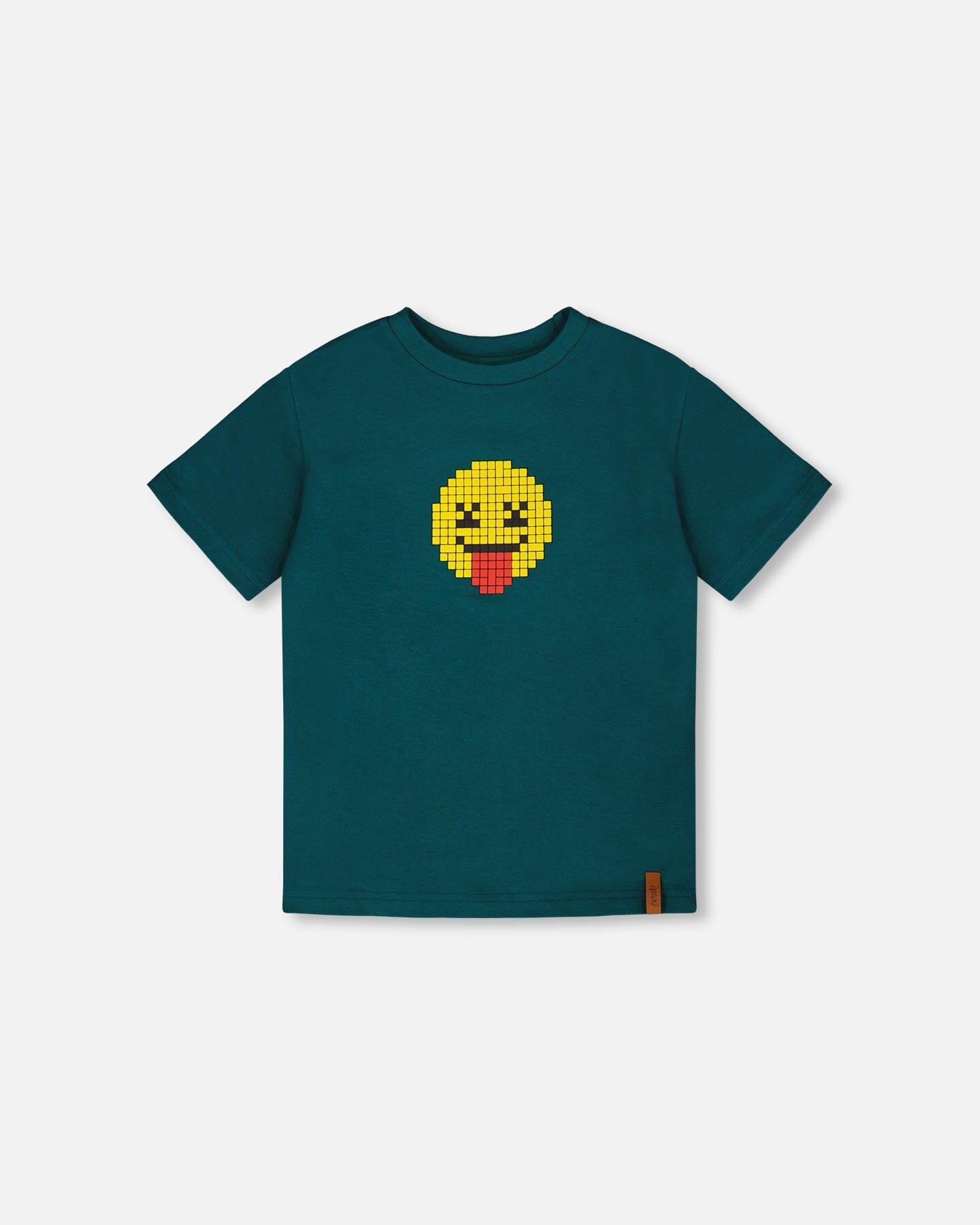Organic Cotton Jersey T-Shirt With Print Dark Turquoise - H30U74_03890