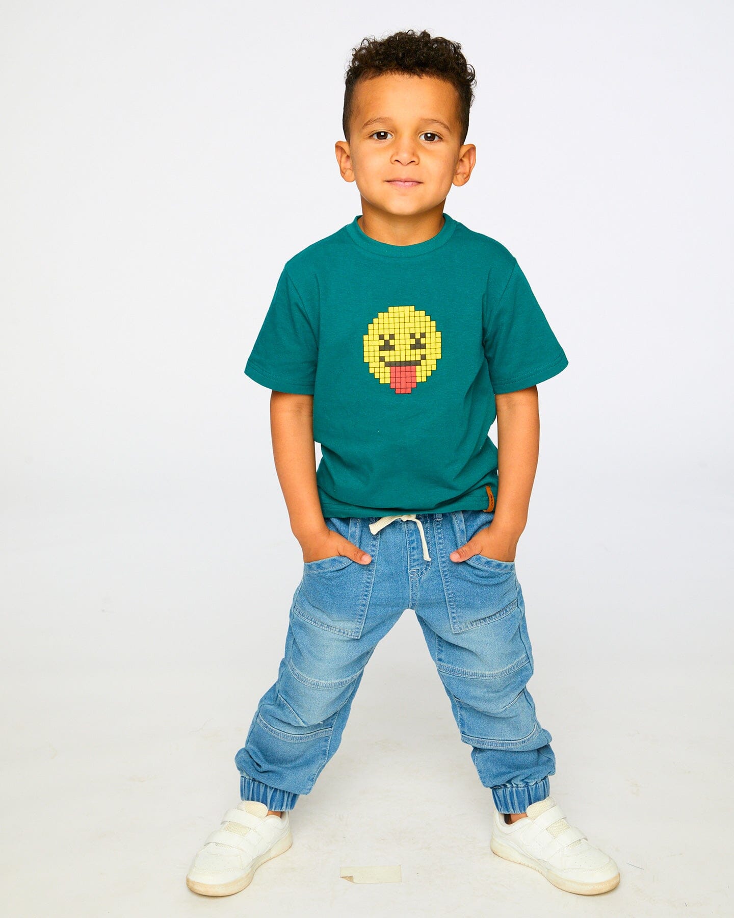 Organic Cotton Jersey T-Shirt With Print Dark Turquoise - H30U74_03890