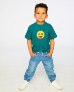 Organic Cotton Jersey T-Shirt With Print Dark Turquoise - H30U74_03890