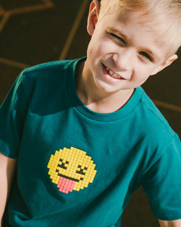 Organic Cotton Jersey T-Shirt With Print Dark Turquoise - H30U74_03890