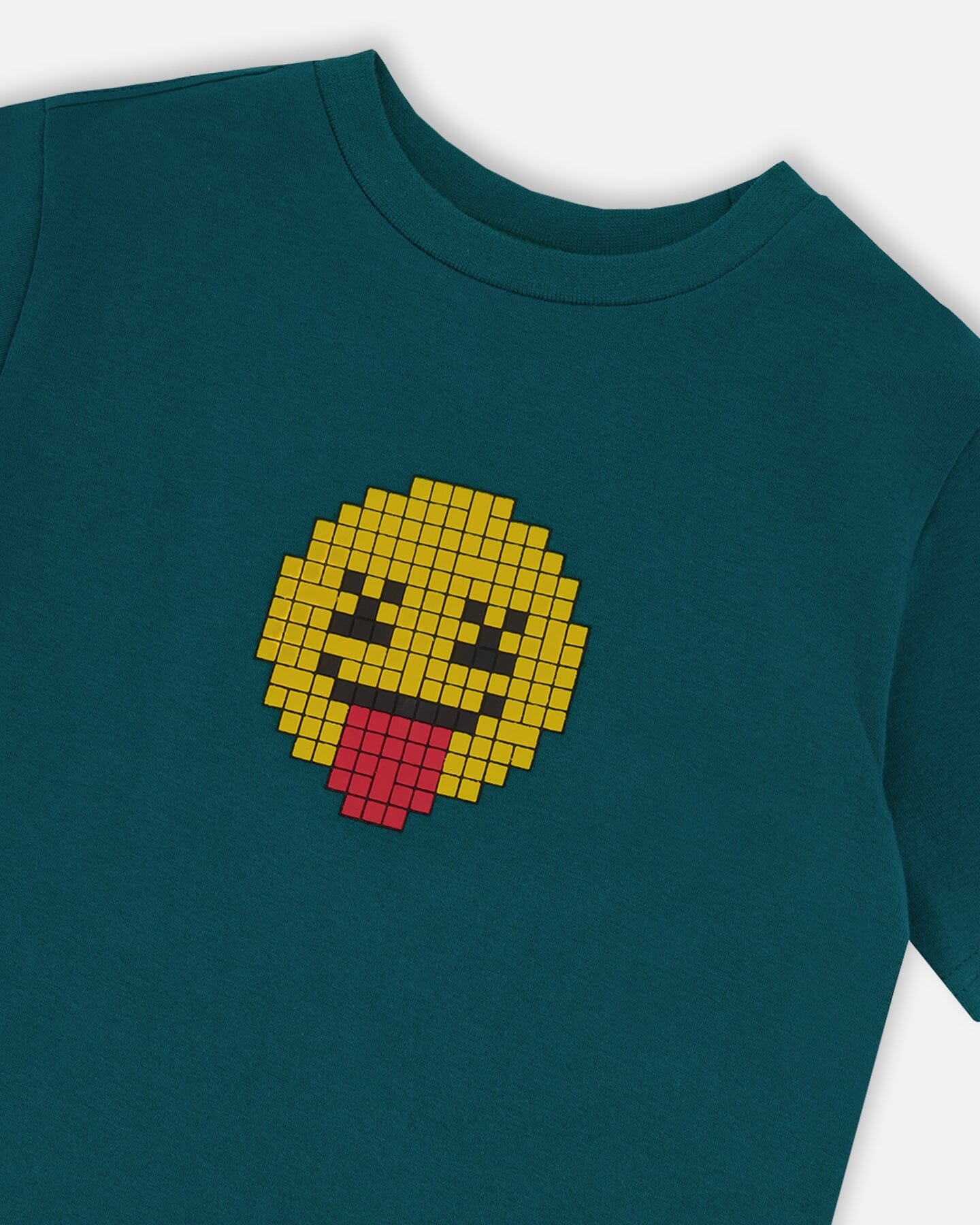 Organic Cotton Jersey T-Shirt With Print Dark Turquoise - H30U74_03890