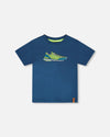 Organic Cotton Jersey T-Shirt With Print Dark Blue - H30U74_04002