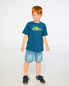 Organic Cotton Jersey T-Shirt With Print Dark Blue - H30U74_04002