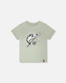 Organic Cotton Jersey T-Shirt With Print Sage - H30U75_03002