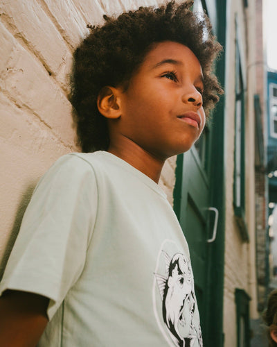 Organic Cotton Jersey T-Shirt With Print Sage - H30U75_03002