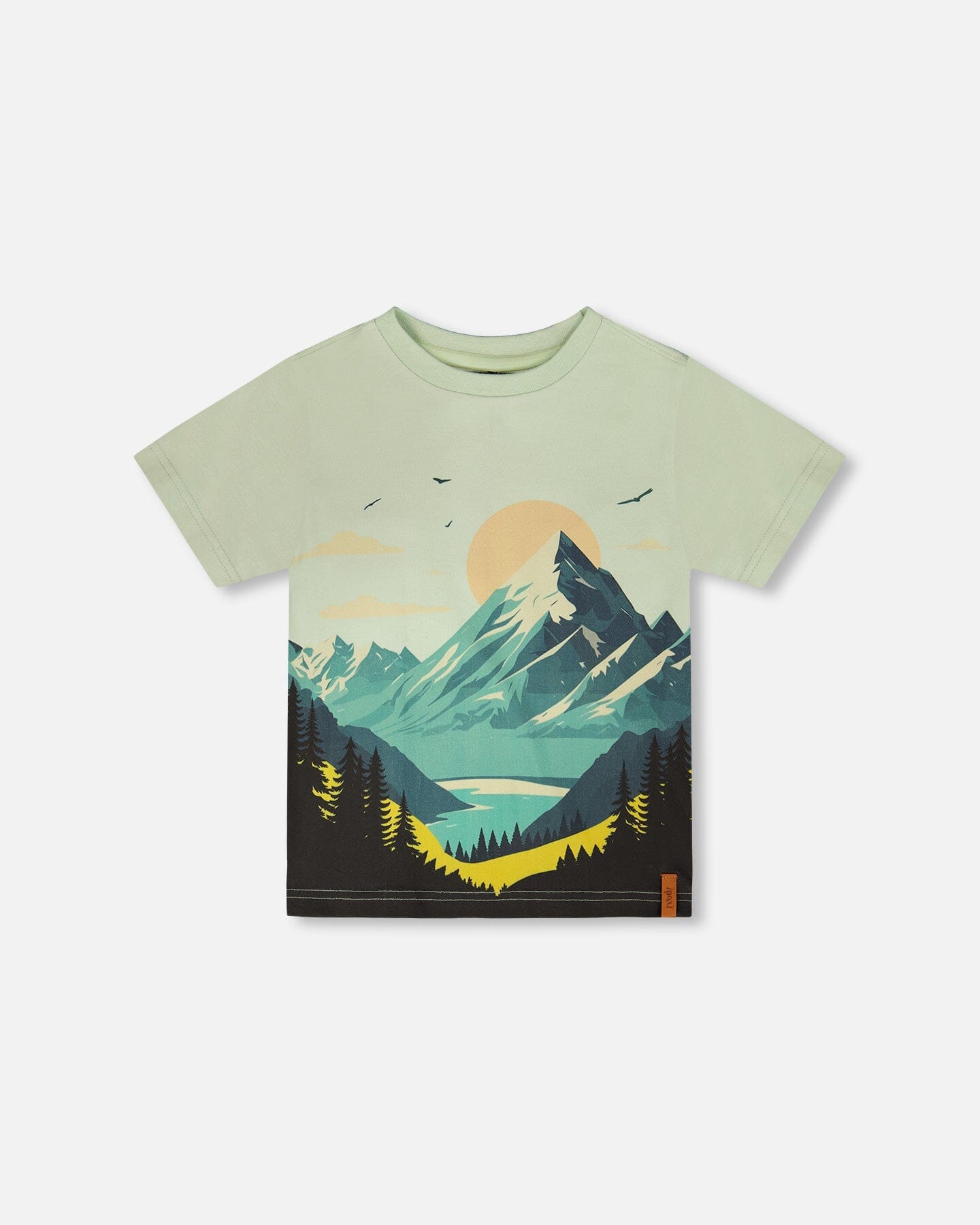 Organic Cotton Jersey T-Shirt With Mountain Print Sage - H30U76_03002