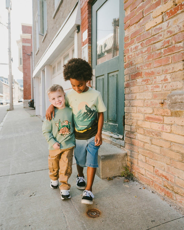 Organic Cotton Jersey T-Shirt With Mountain Print Sage - H30U76_03002