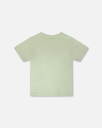 Organic Cotton Jersey T-Shirt With Mountain Print Sage - H30U76_03002