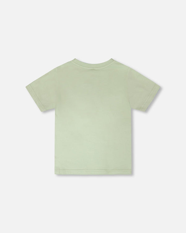 Organic Cotton Jersey T-Shirt With Mountain Print Sage - H30U76_03002