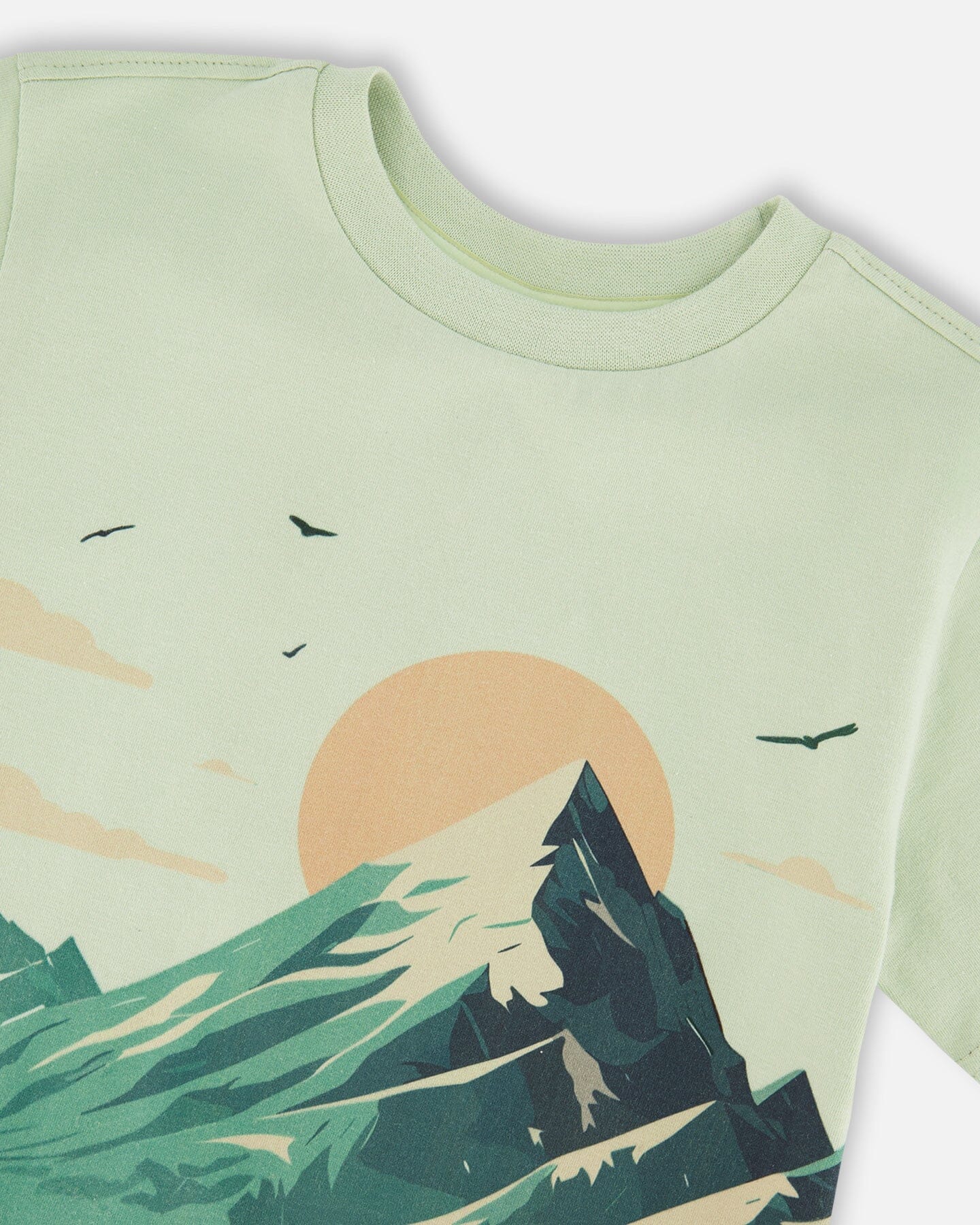 Organic Cotton Jersey T-Shirt With Mountain Print Sage - H30U76_03002