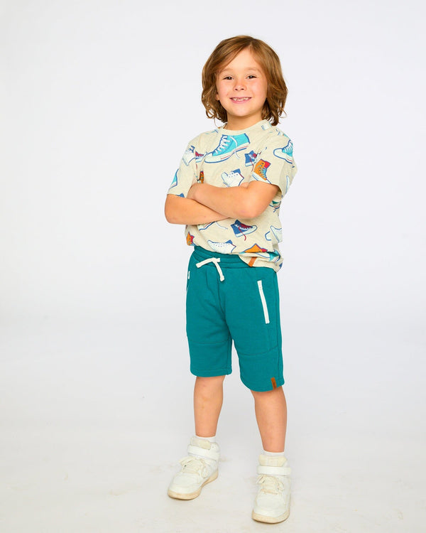 Organic Cotton Jersey T-Shirt Grey Mix Printed Shoes - H30U77_3H116