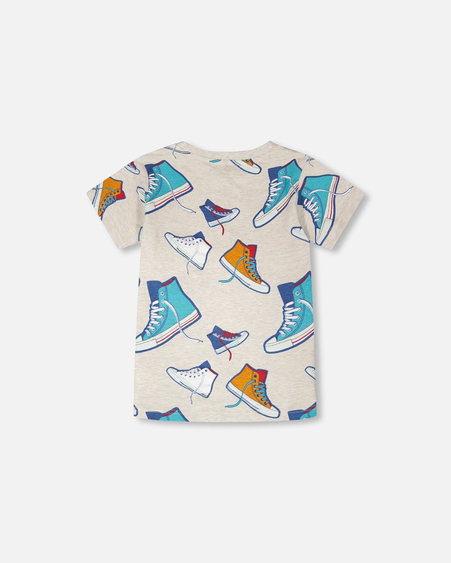 Organic Cotton Jersey T-Shirt Grey Mix Printed Shoes - H30U77_3H116