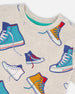 Organic Cotton Jersey T-Shirt Grey Mix Printed Shoes - H30U77_3H116