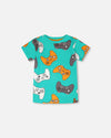 Organic Cotton Jersey T-Shirt Blue Printed Gamepads - H30U77_3H117