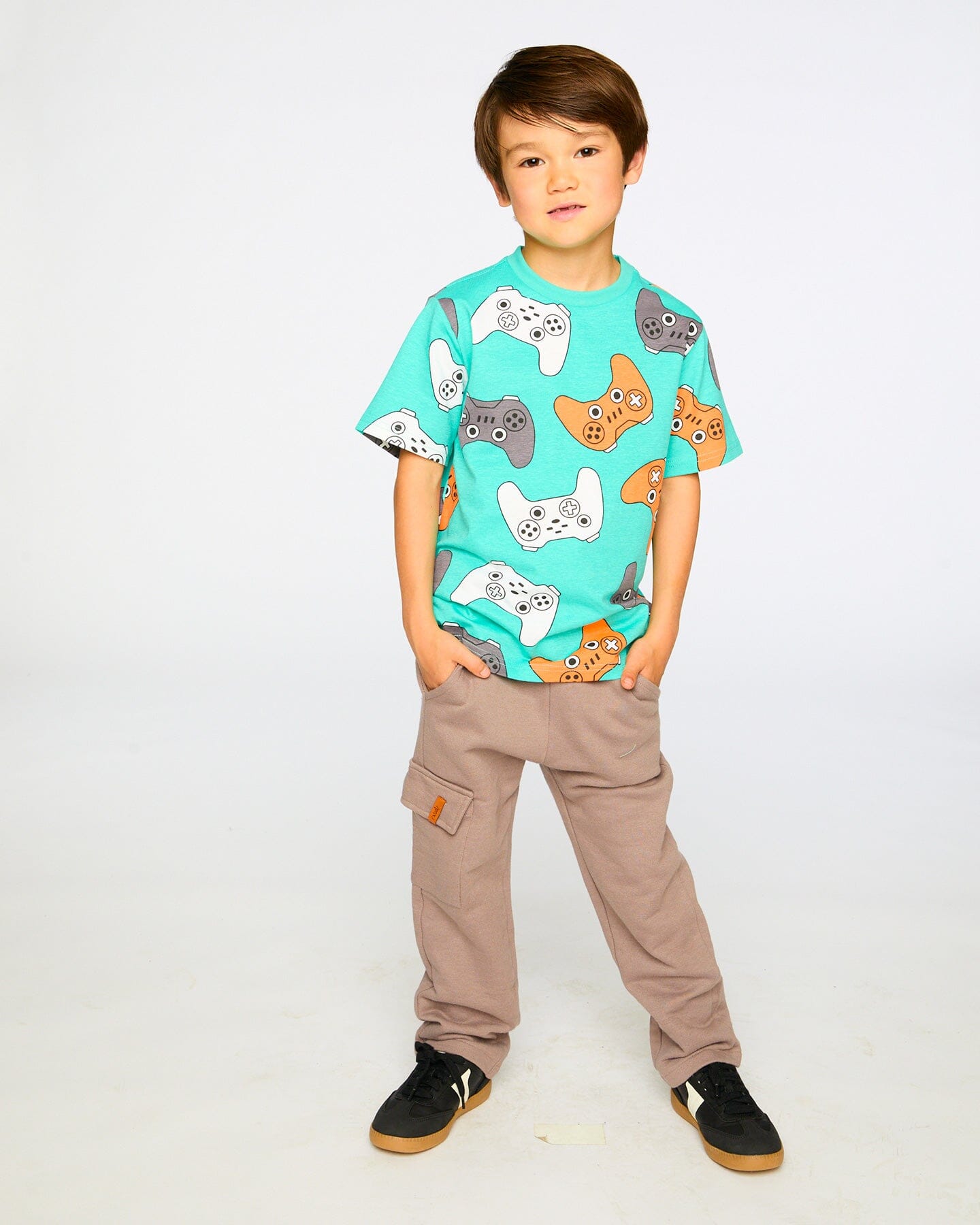 Organic Cotton Jersey T-Shirt Blue Printed Gamepads - H30U77_3H117