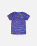 Organic Cotton Jersey T-Shirt Blue Smiley Print - H30U77_3H118