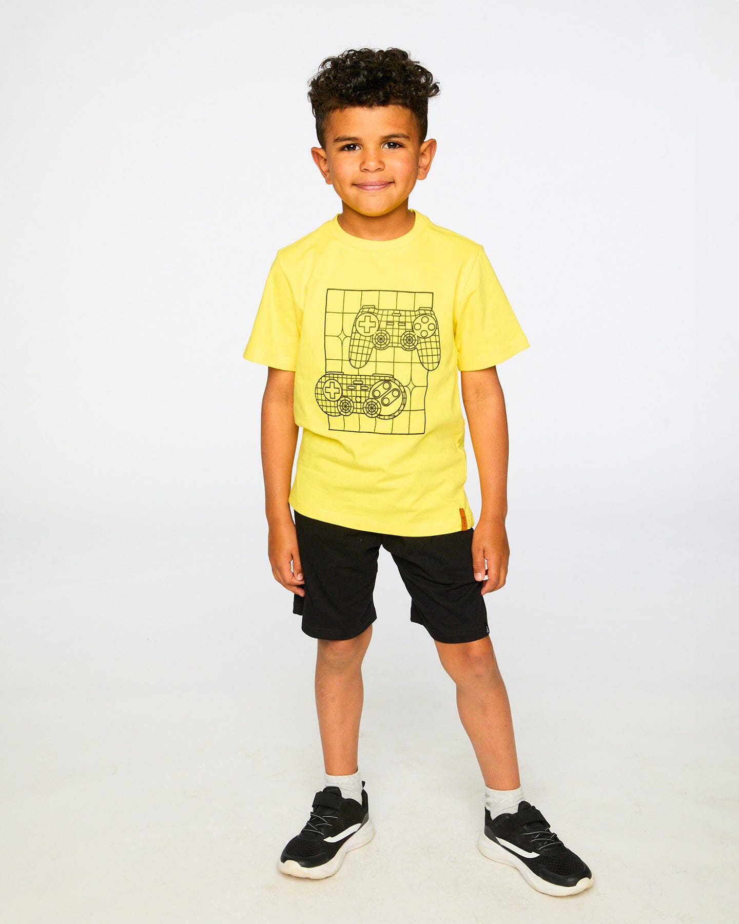 Organic Cotton Jersey T-Shirt With Gamer Print Yellow - H30U78_02200